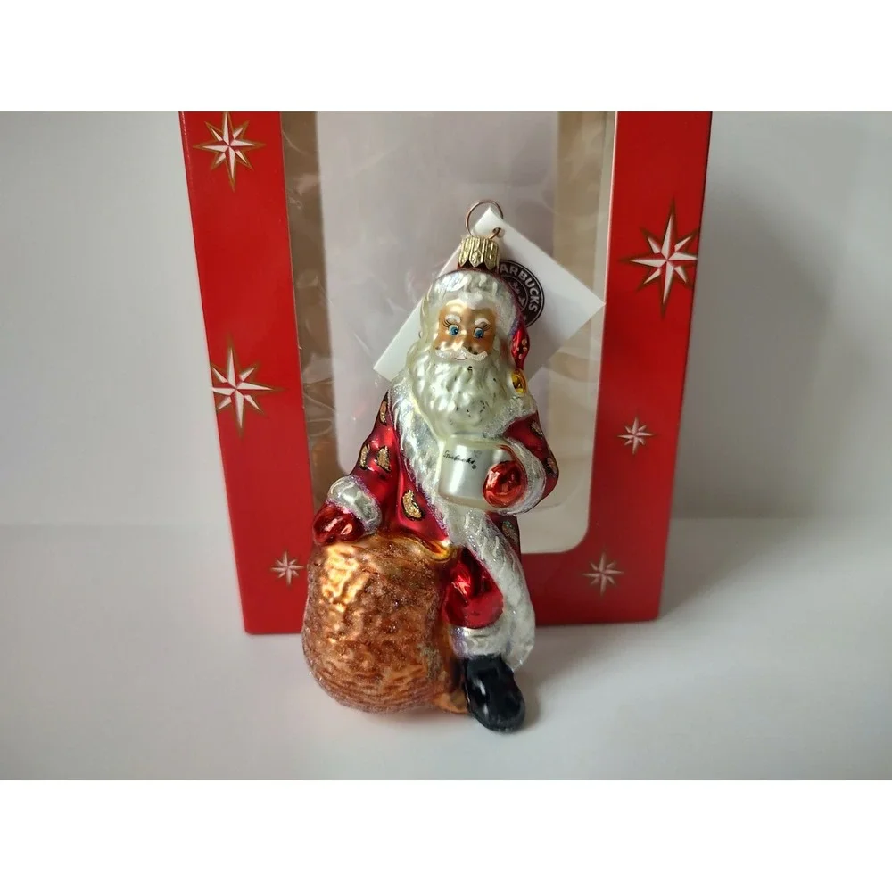 Christopher Radko glass Christmas ornament Starbucks‎ Santas Java coffee